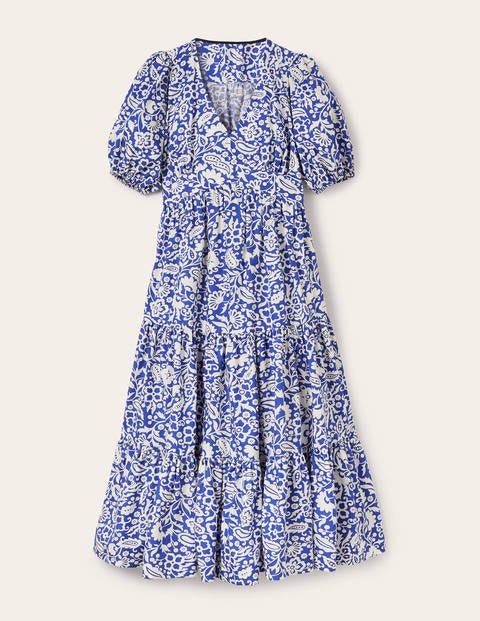 Puff Sleeve Tiered Midi Dress 