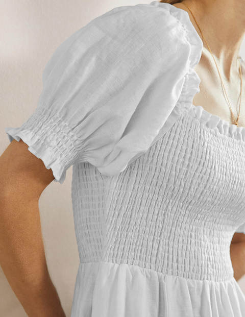 Smocked bodice midi deals dress