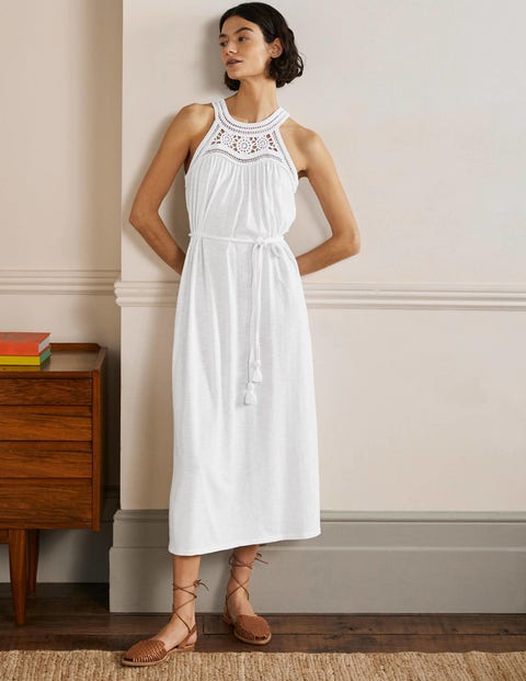 Anais Jersey Midi Dress - White | Boden UK