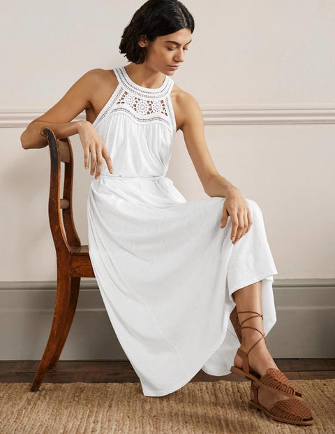 Anais Jersey Midi Dress - White | Boden UK