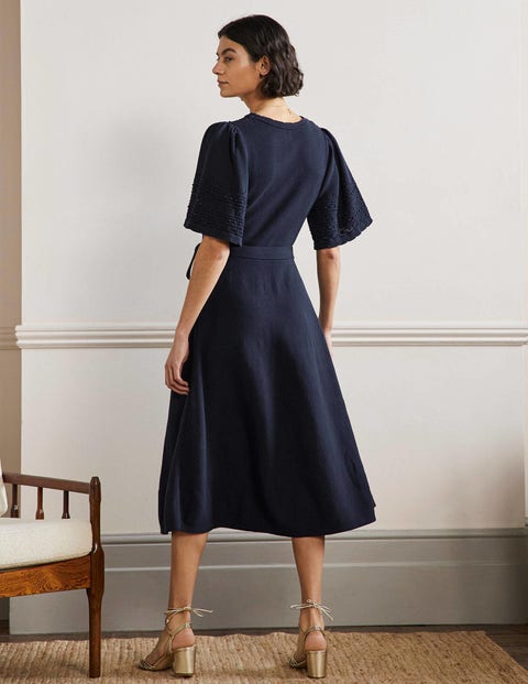 Wide Sleeve Knitted Dress - Navy | Boden UK