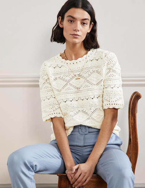 Claudia Textured Knitted Top - Ivory | Boden US