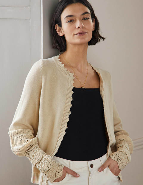 Sleeve Detail Knitted Cardigan - Oatmeal