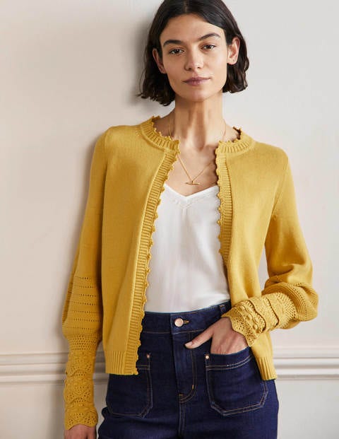 Sleeve Detail Knitted Cardigan - Butter | Boden US