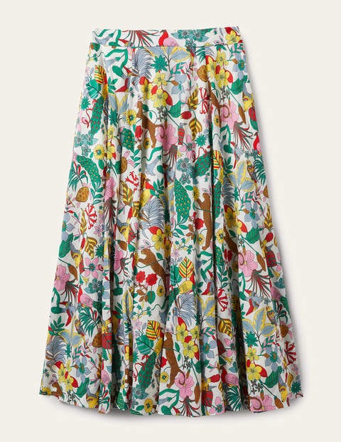 Full Cotton Midi Skirt - Multi, Exotic Paradise | Boden US
