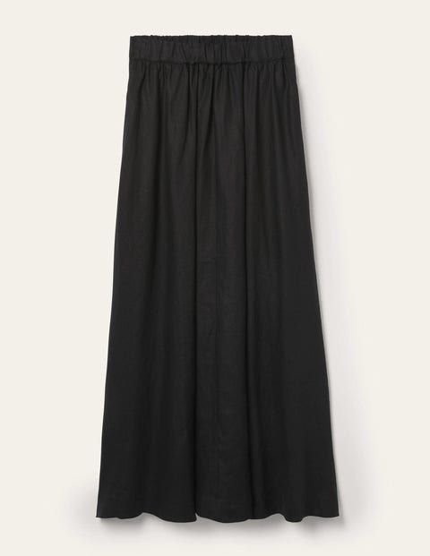 Pull-on Linen Maxi Skirt - Black | Boden US