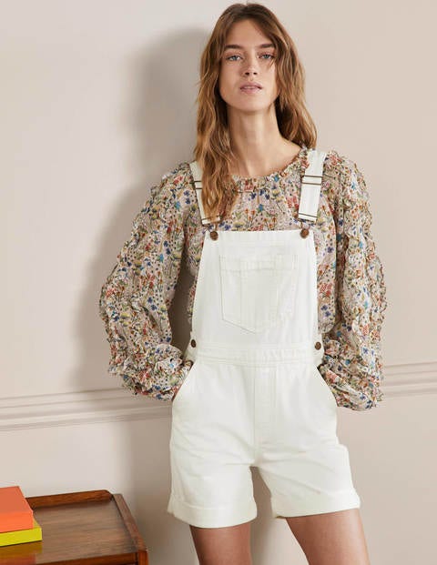 Short Relaxed Leg Dungarees - Ecru