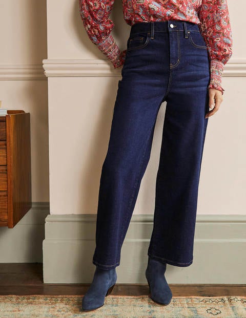 Cropped Wide Leg Jeans - Indigo