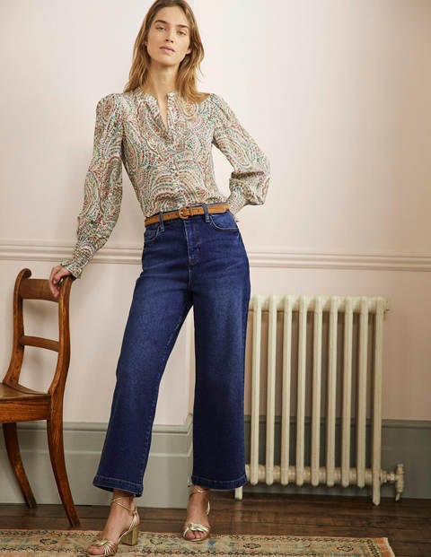 Cropped Wide Leg Jeans - Mid Vintage | Boden US