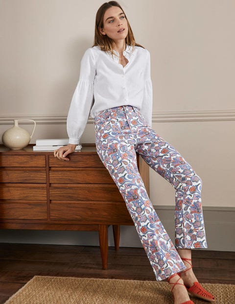 Cropped Flare Jeans - Ivory, Paisley Bud | Boden US