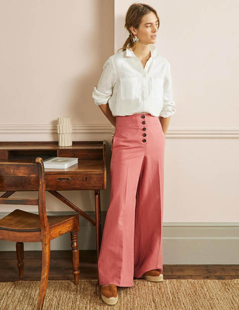 tongue swallow Manifestation High Waist Flare Pants - Dusty Red | Boden US