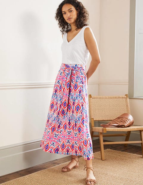 Rosemary Linen Midi Skirt - Ikat Paradise | Boden EU