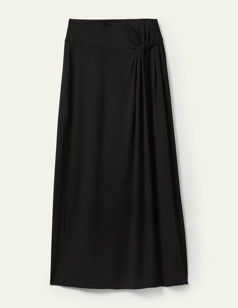 Knot Waist Jersey Midi Skirt - Black | Boden US
