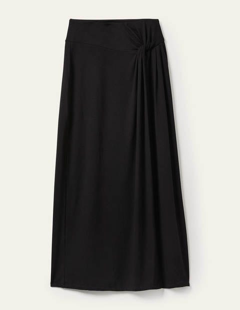 jupe midi nouée à la taille en jersey femme boden, blk