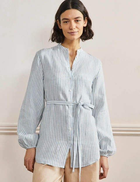 Rosie Linen Shirt - Dusty Blue Stripe | Boden UK
