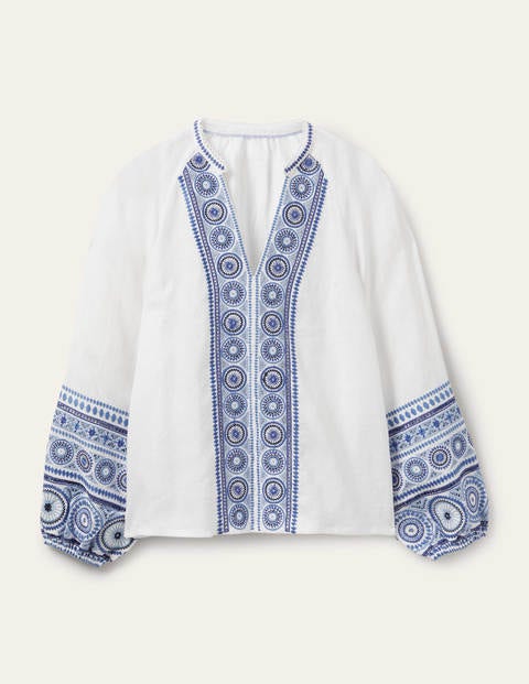 Tamsin Embroidered Linen Top - Clementine | Boden US