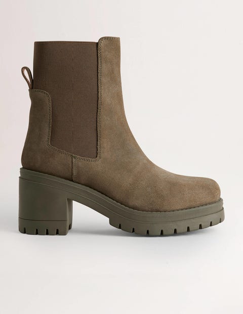 heeled suede chelsea boots