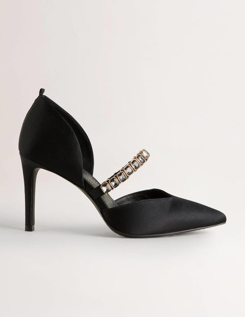 Black Crystal-Strap Heeled Courts Black Women Boden, Black