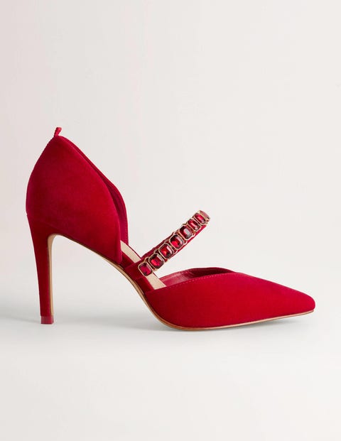 Red Crystal Strap Heeled Courts Femme Boden, DRD