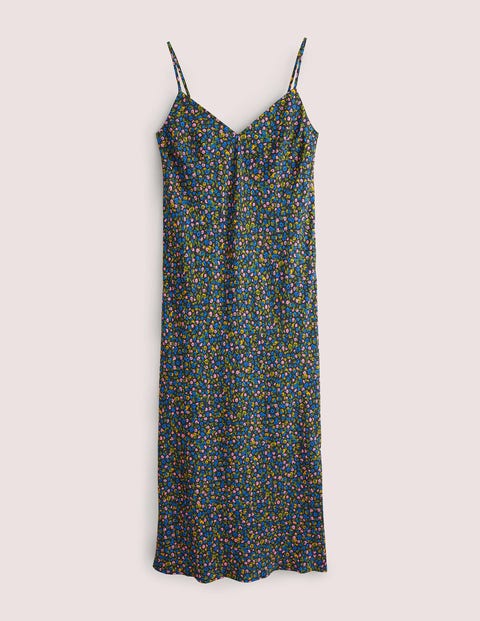 Shop Boden Elena Midi Slip Dress French Navy, Floral Terrace Women