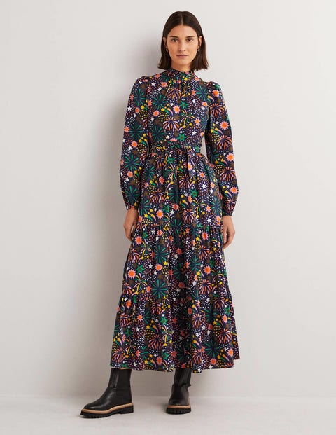 Mutton Sleeve Maxi Dress - Multi, Firework Bloom | Boden US