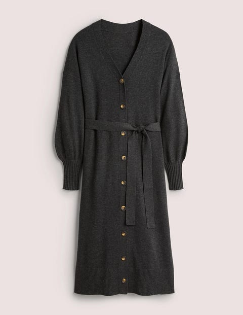 Oversized Cardigan Dress - Dark beige melange - Ladies