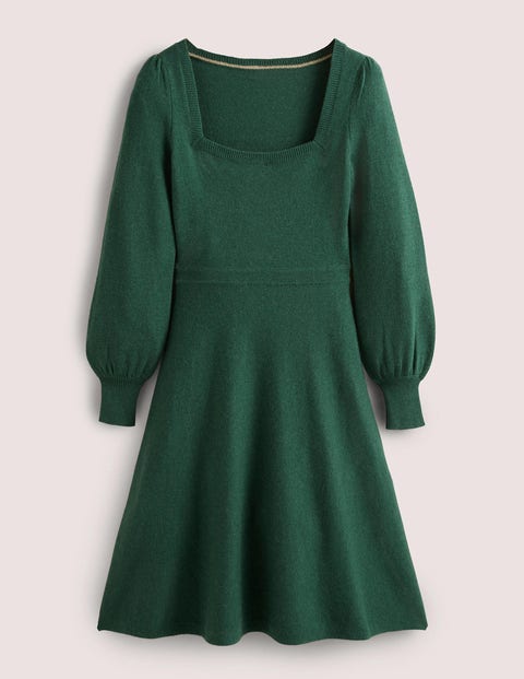 Square Neck Knitted Dress Green Women Boden