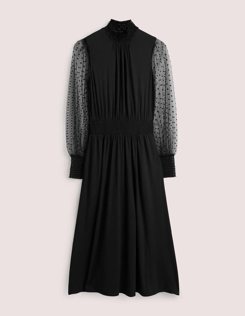 Black Tulle Sleeve Midi Party Dress Black Women Boden