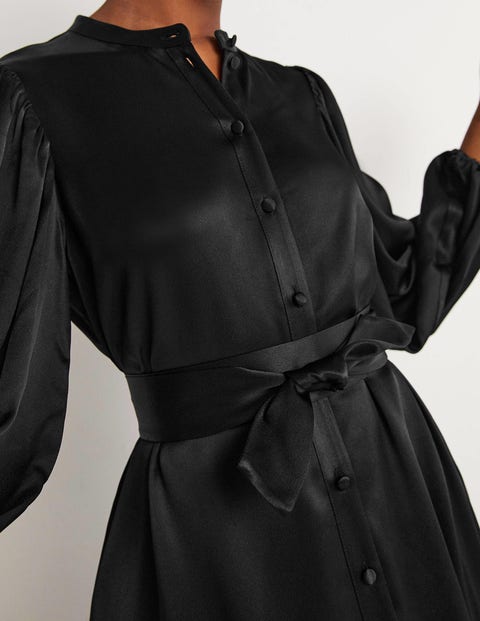 Robe chemise satin noir outlet