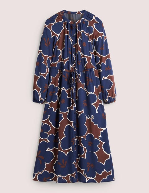 Tie Waist Detail Midi Dress Blue Women Boden