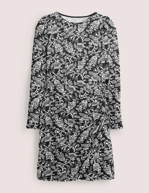 Ruched Jersey Mini Dress Black Women Boden