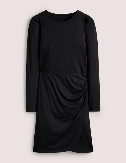 Gerafftes Midikleid aus Jersey Damen Boden, Schwarz