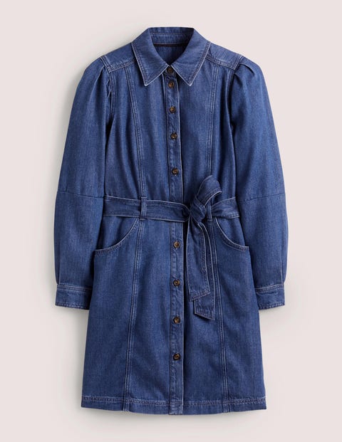 mini-robe en jean à manches bouffantes femme boden, vintage