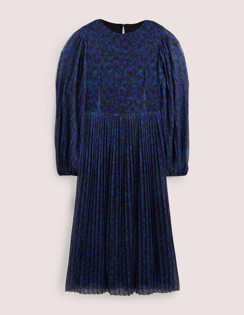 Pleated Midi Dress Blue Women Boden