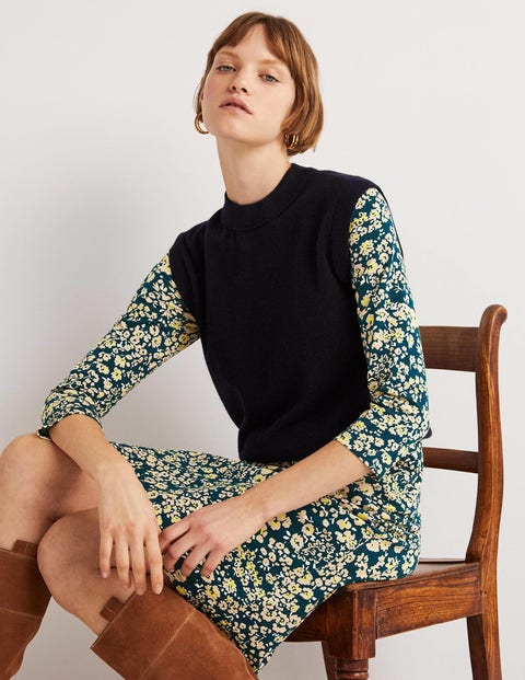 Penny Jersey Dress Seaweed Heart Bloom