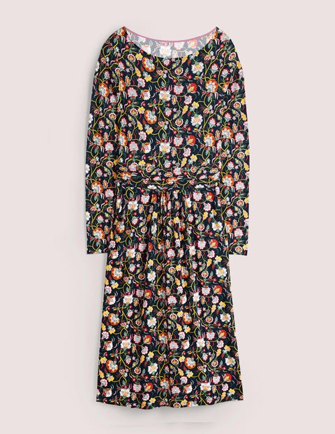 Abigail Jersey Dress - French Navy, Opulent Floral | Boden UK