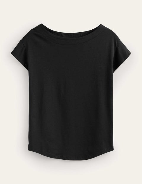 Supersoft Boat Neck T-Shirt Black Women Boden