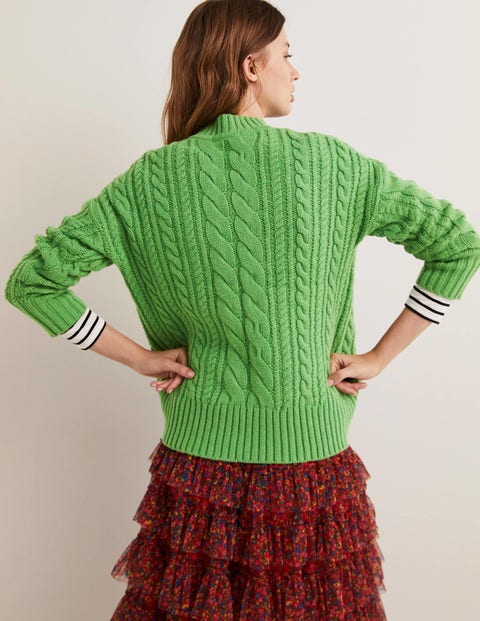 Cable Knit Sweater - Iguana Green | Boden US