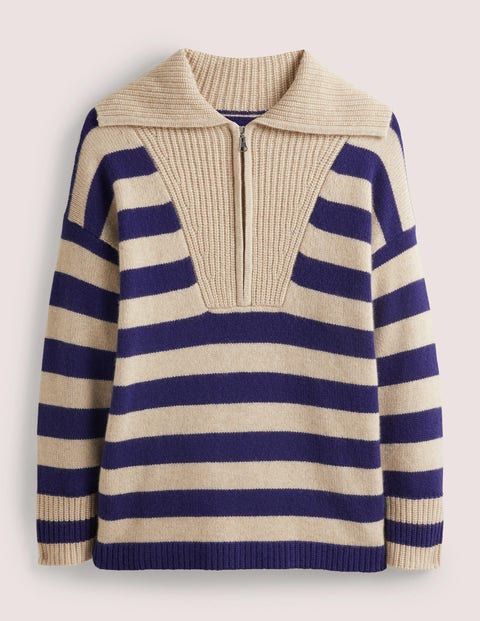 Cashmere Half Zip Jumper - Chinchilla 