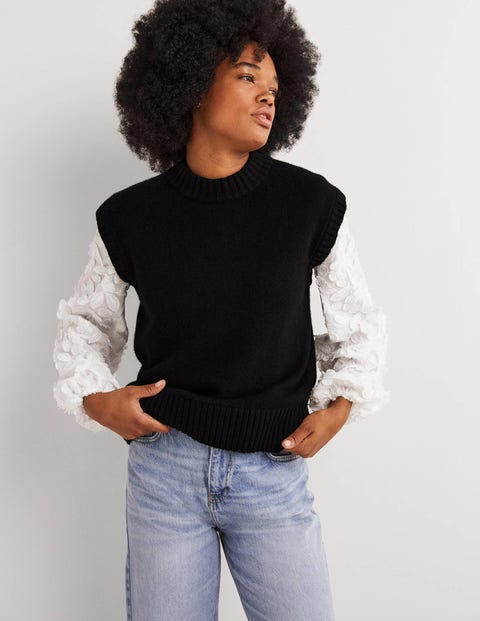 Chunky Cashmere Sweater Vest - Black | Boden US
