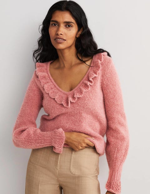 Red fluffy jumper hotsell