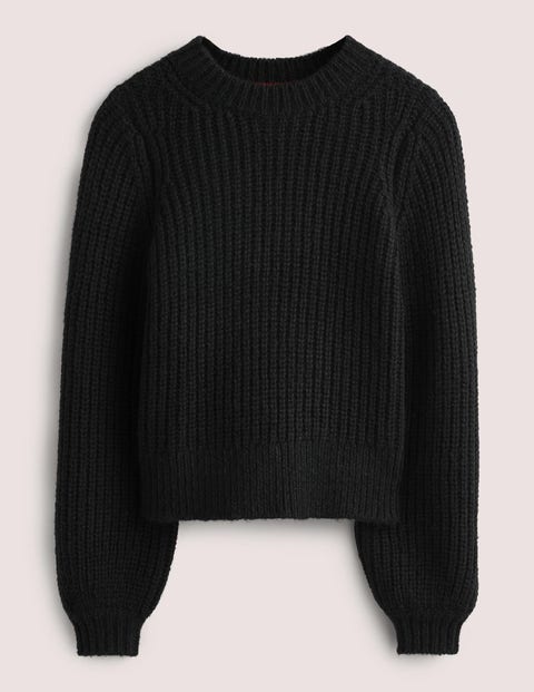 Chunky Ribbed Jumper - Black | Boden UK