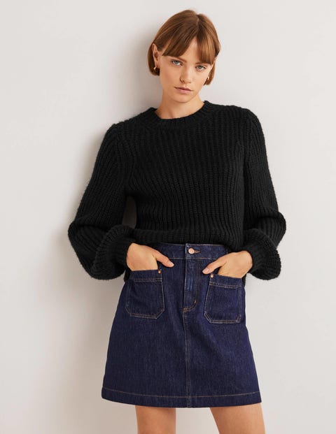 Chunky Ribbed Sweater - Black | Boden US
