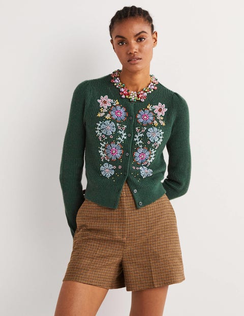 Embellished Ribbed Cardigan - Trekking 