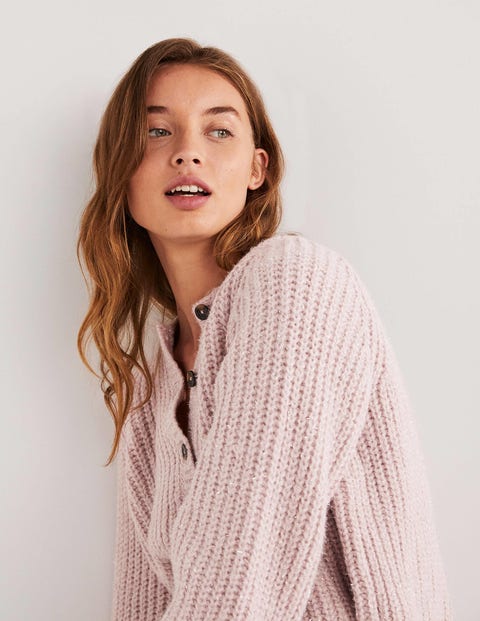 Light Pink Chunky Ribbed Fluffy Cardigan Cameo Pink Sparkle