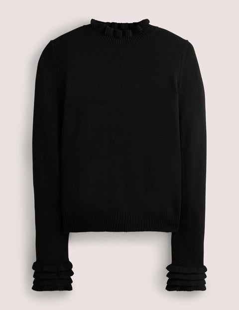 Layered Frill Sweater - Black | Boden US