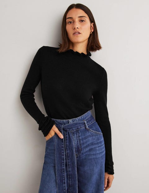 Layered Frill Sweater - Black | Boden US