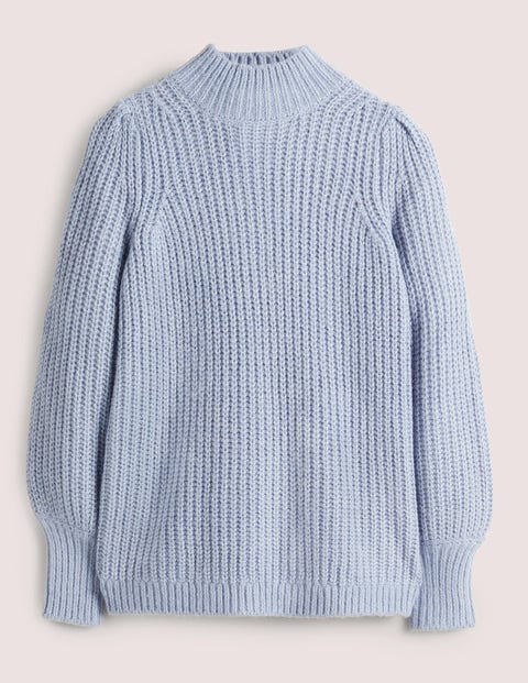Girls Pale Blue Fluffy Knit High Neck Jumper