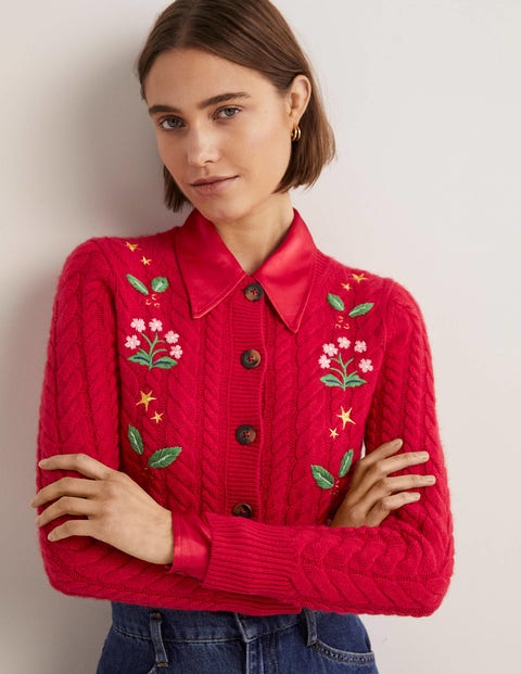 Embroidered Cropped Cardigan 