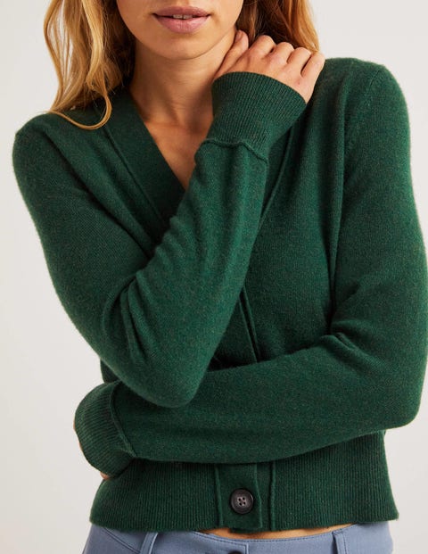 Cashmere V-neck Cardigan - Hunter Green 